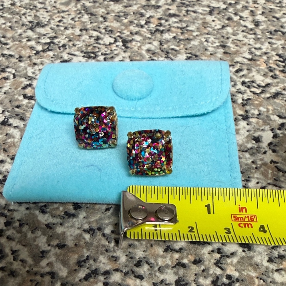 Kate Spade Multicolor Glitter Square Stud Earrings - Picture 6 of 6